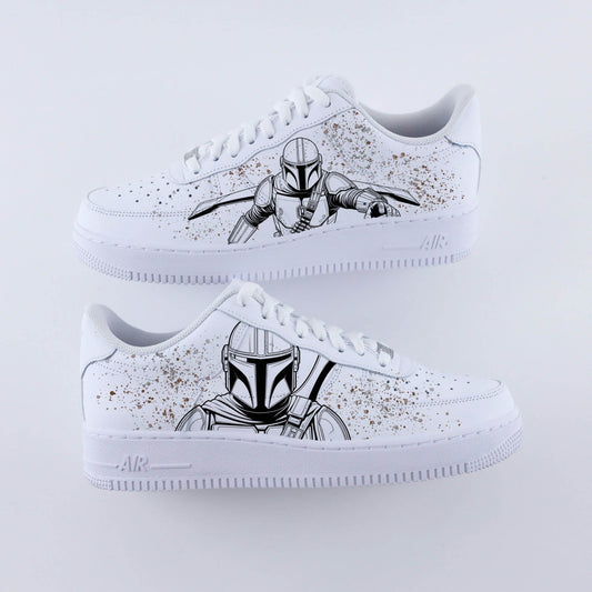 sneakers personnalisées Air Force 1 Mandalorian Din Djarin et Grogu