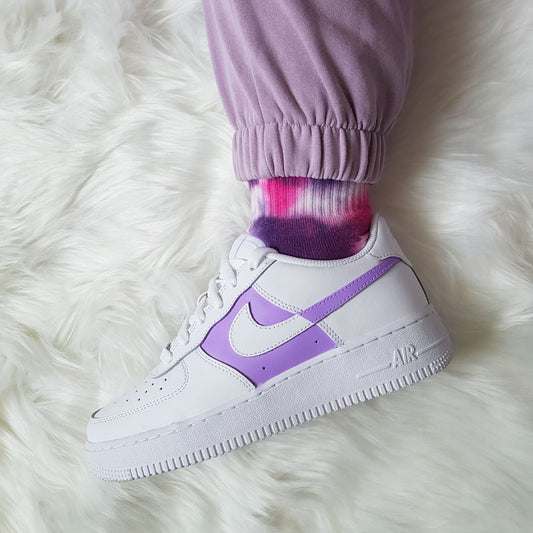 nike air force 1 custom dual lila violet pastel sneakers personnalisées baskets custom tendance femme homme