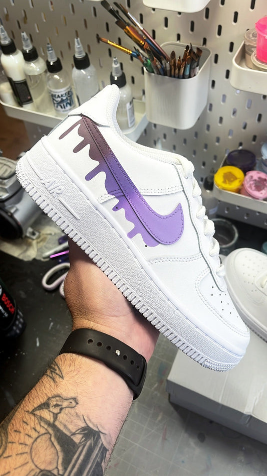 nike air force 1 drip violet fait main sneakers uniques