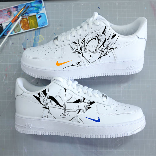 nike air force 1 custom goku vegeta dragon ball z sneaker manga personnalisée pour homme baskets custom vegeta nike manga sur mesure artisanale
