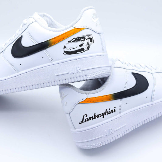 nike air force 1 custom lamborghini huracan supercar italienne racing circuit sneaker personnalisée