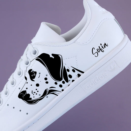 Adidas Stan Smith custom dalmatien blanche avec prénom personnalisé