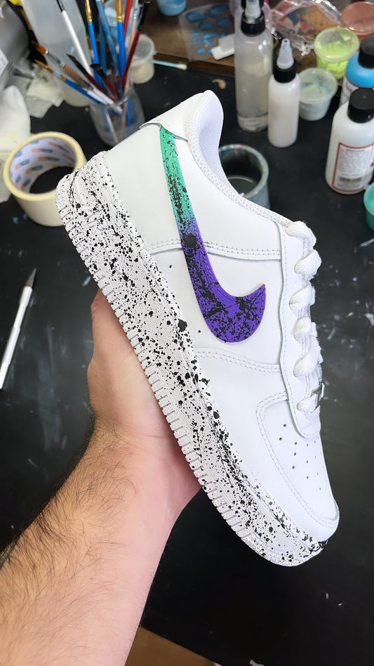 chaussure nike air force 1 custom swoosh dégradé unique