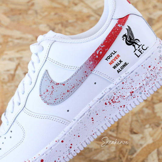 nike air force 1 custom liverpool fc you’ll never walk alone sneaker personnalisée supporter reds