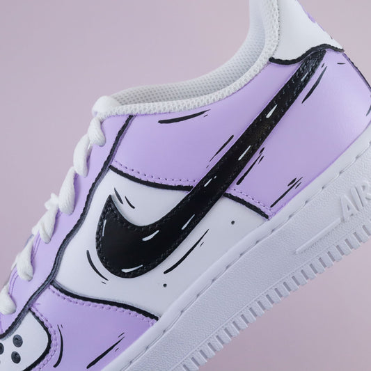 Nike Air Force 1 custom cartoon lila pastel – sneaker dessin animé femme homme