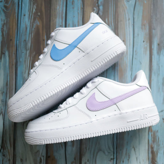 nike air force 1 custom pastel lilas bleu baskets femme enfant originales