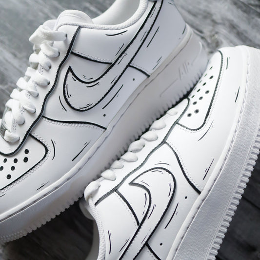 nike air force 1 sketch baskets custom cartoon sneakers personnalisées pour homme af1 dessin
