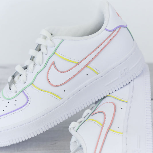 nike air force 1 custom outline pastel peinte à la main sneaker personnalisée aux couleurs pastel unique