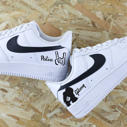 Nike Air Force 1 custom rock Gibson Slash – sneakers personnalisées fan Guns N Roses idée cadeau homme unique sur-mesure