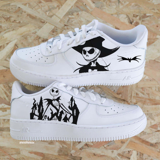 Baskets Nike Air force 1 custom sur-mesure "L'étrange Noël de Monsieur Jack" sneakeaze custom skz