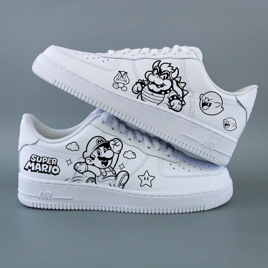 Air Force 1 custom Super Mario – Baskets personnalisées Nintendo avec Mario, Bowser et personnages cultes du jeu vidéo