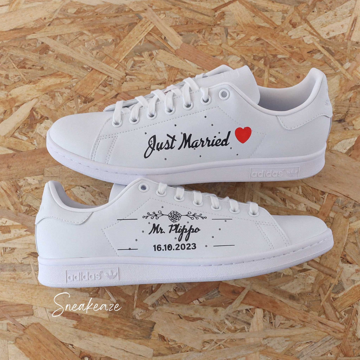 Baskets Adidas Stan smith custom fleur wedding sneakeaze custom skz