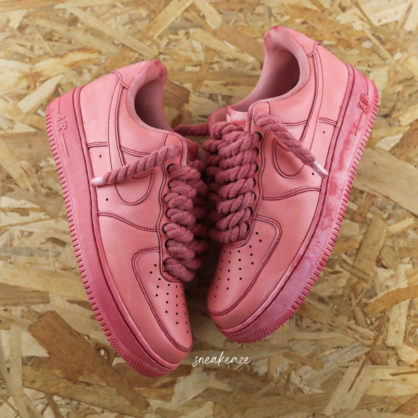 Lacets Corde Rope Laces - Nike Air Force 1 Custom gros lacets full rouge | sneakeaze baskets personnalisées pour homme sneakers red