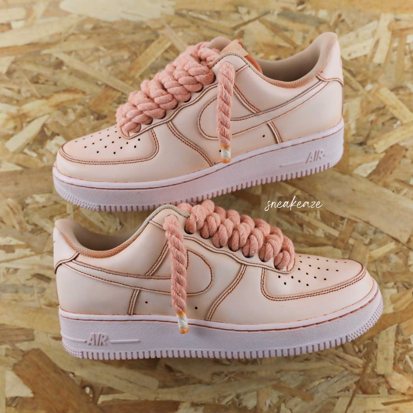Lacets Corde Rope Laces - Nike Air Force 1 Custom gros lacets full tangerine | sneakeaze baskets personnalisées pour homme sneakers orange