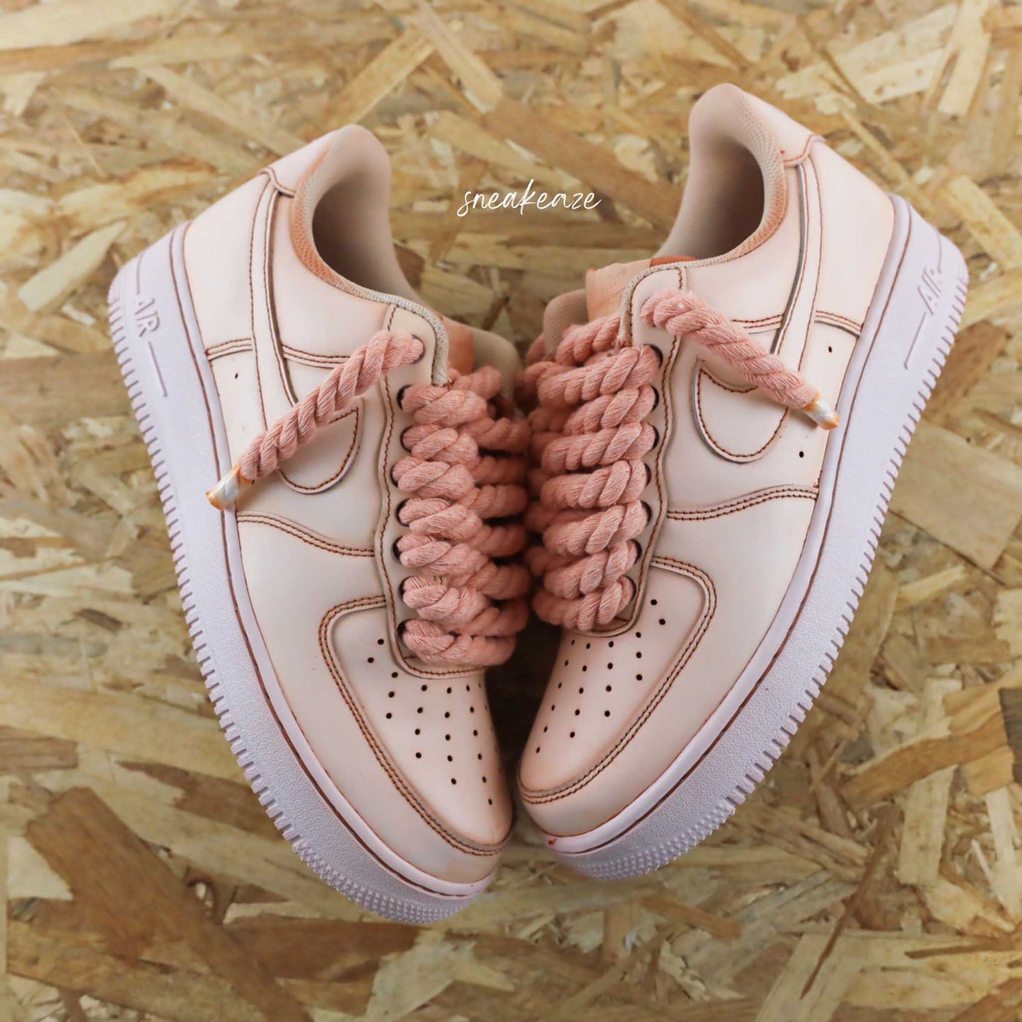 Lacets Corde Rope Laces - Nike Air Force 1 Custom gros lacets full tangerine | sneakeaze baskets personnalisées pour homme sneakers orange