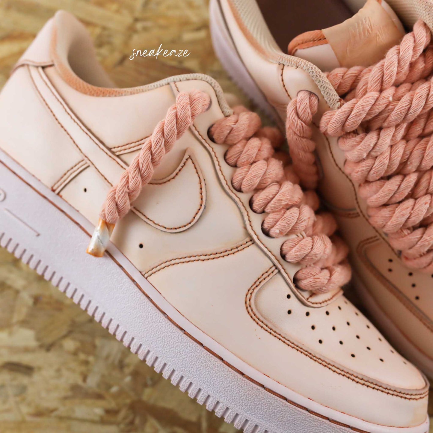 Lacets Corde Rope Laces - Nike Air Force 1 Custom gros lacets full tangerine | sneakeaze baskets personnalisées pour homme sneakers orange