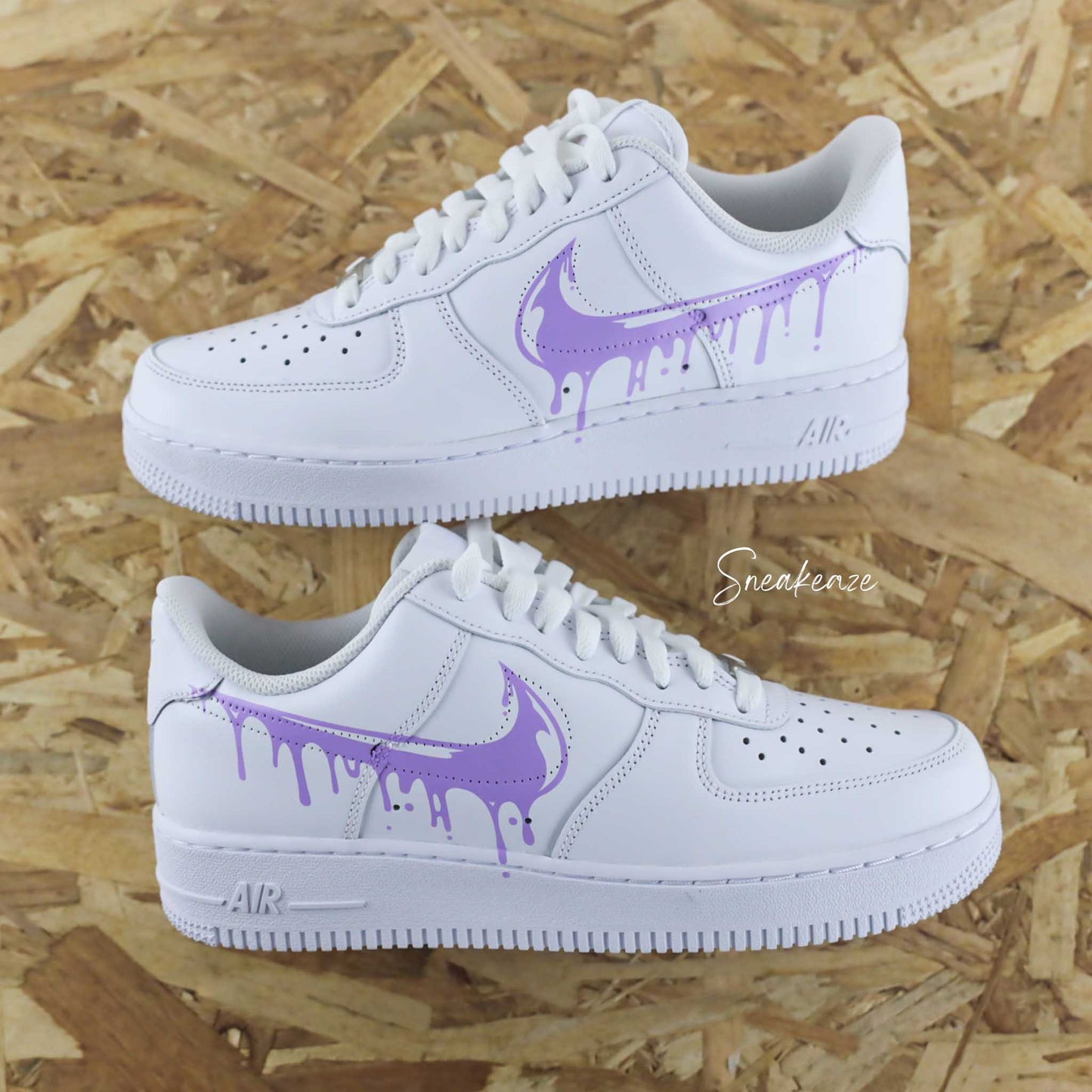 nike air force 1 custom drip violet clair pastel sneakeaze customs sneakers personnalisées