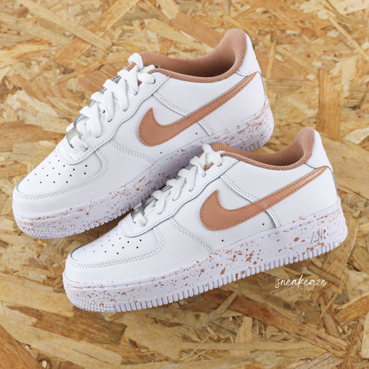 nike air force 1 custom splash marron sneakers custom femme baskets personnalisées tâches de peinture af1 personnalisable