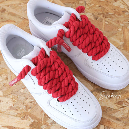 baskets nike air force 1 custom rope laces - lacets corde rouge sneakeaze skz custom