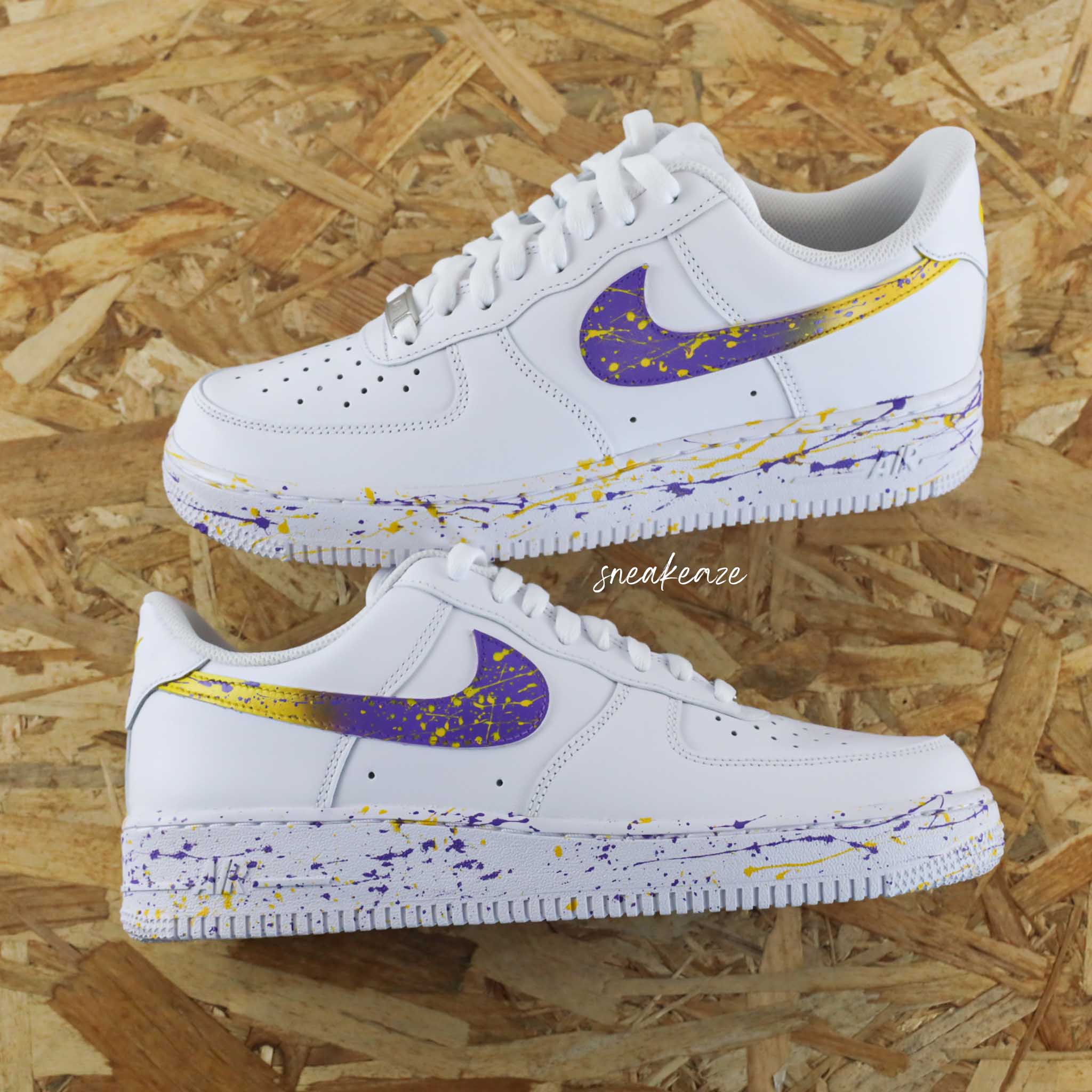 Nike Air Force 1 Custom Splash Basketball lakers SNEAKEAZE CUSTOMS