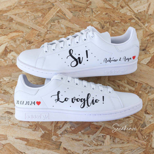baskets personnalisées pour mariage Si, Lo voglio ! - Stan Smith custom