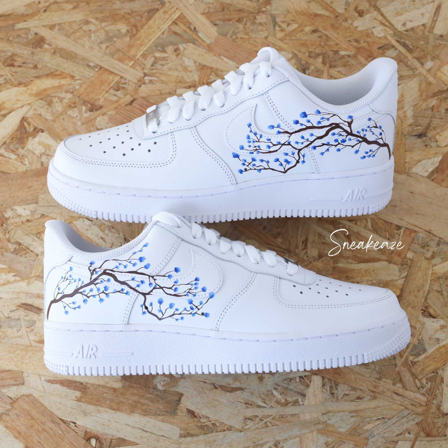 nike personnalisées à la main air force 1 custom sakura cherry blossom pastel sneakers af1 sneakeaze