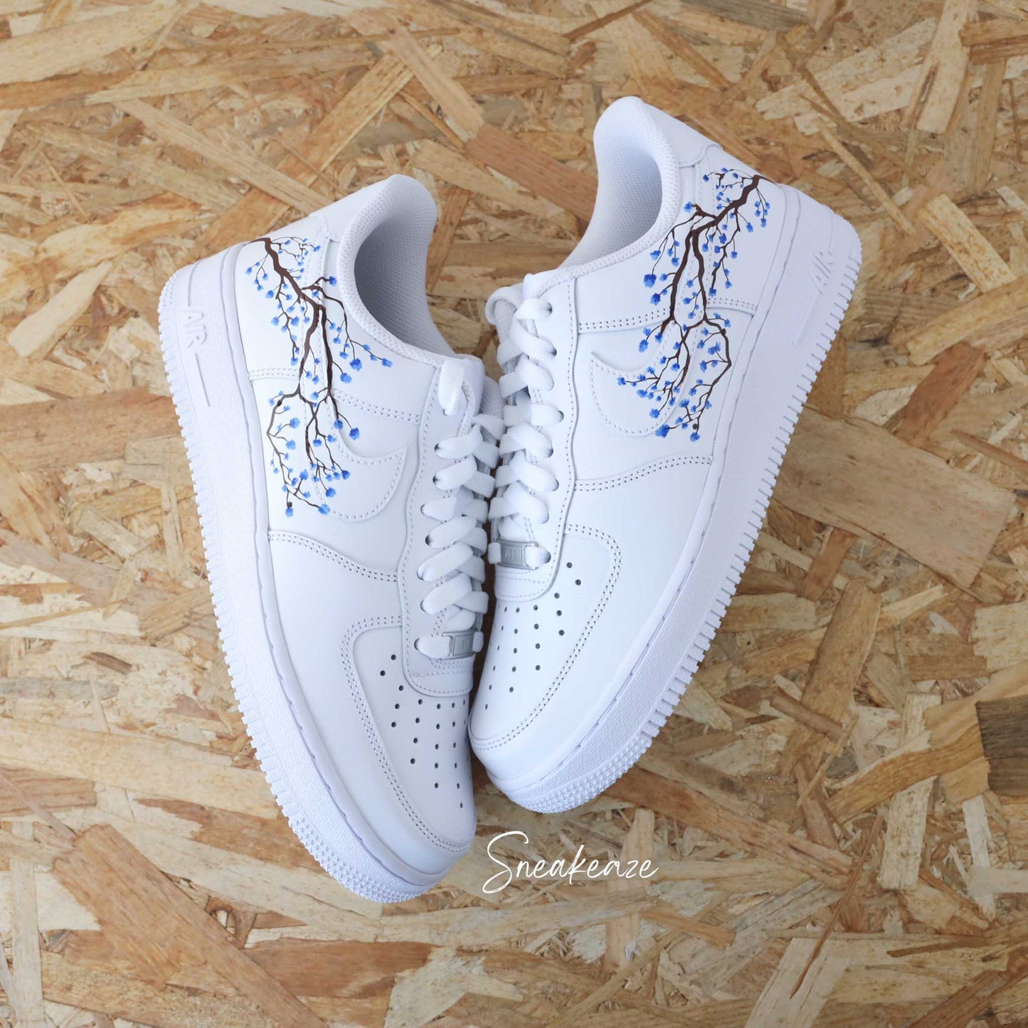 nike personnalisées à la main air force 1 custom sakura cherry blossom pastel sneakers af1 sneakeaze