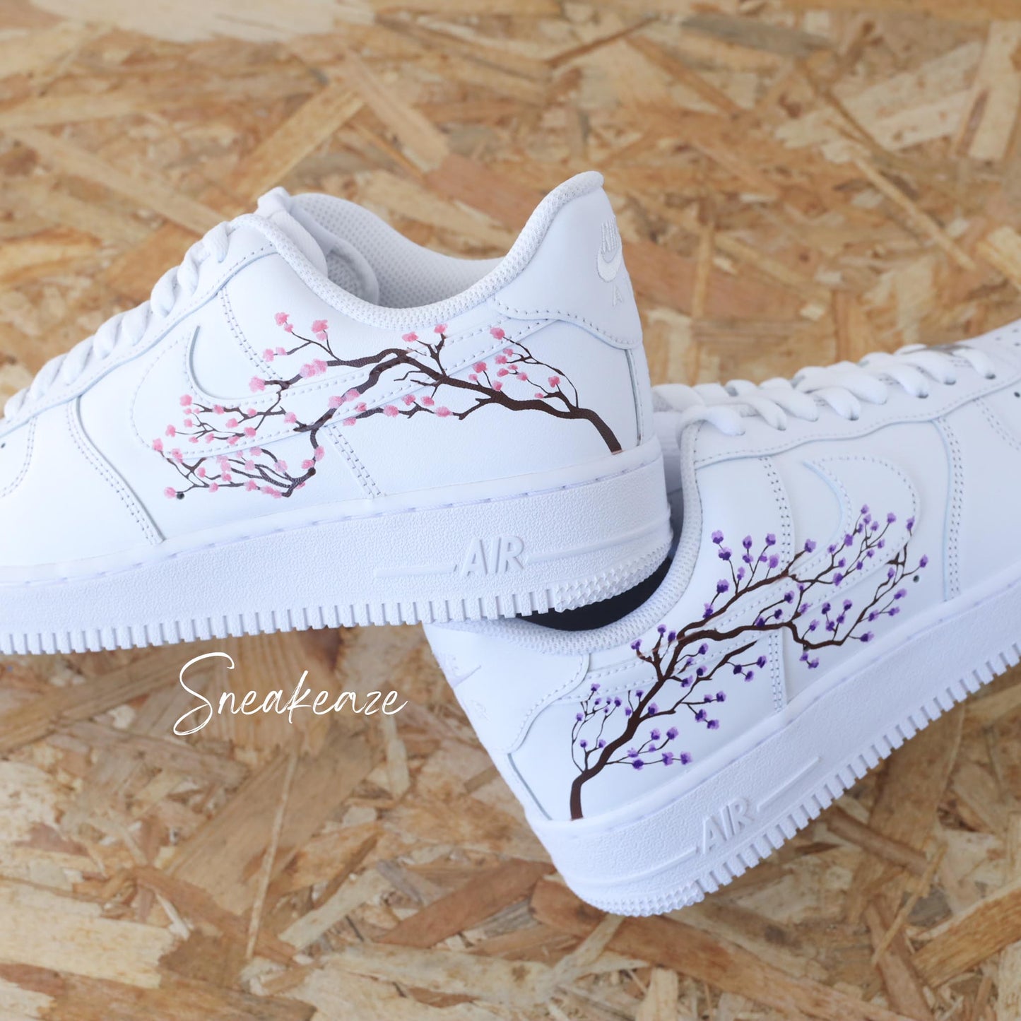 nike personnalisées à la main air force 1 custom sakura cherry blossom pastel sneakers af1 sneakeaze