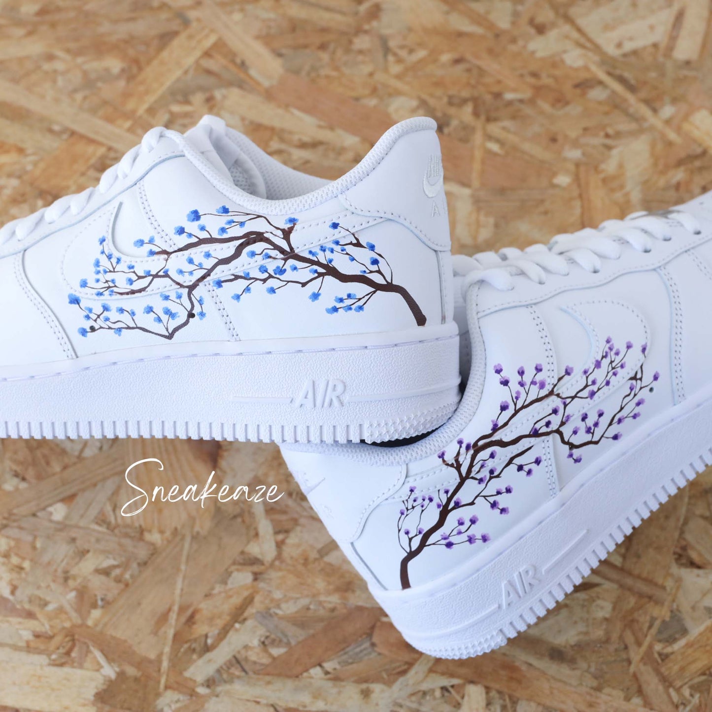 nike personnalisées à la main air force 1 custom sakura cherry blossom pastel sneakers af1 sneakeaze