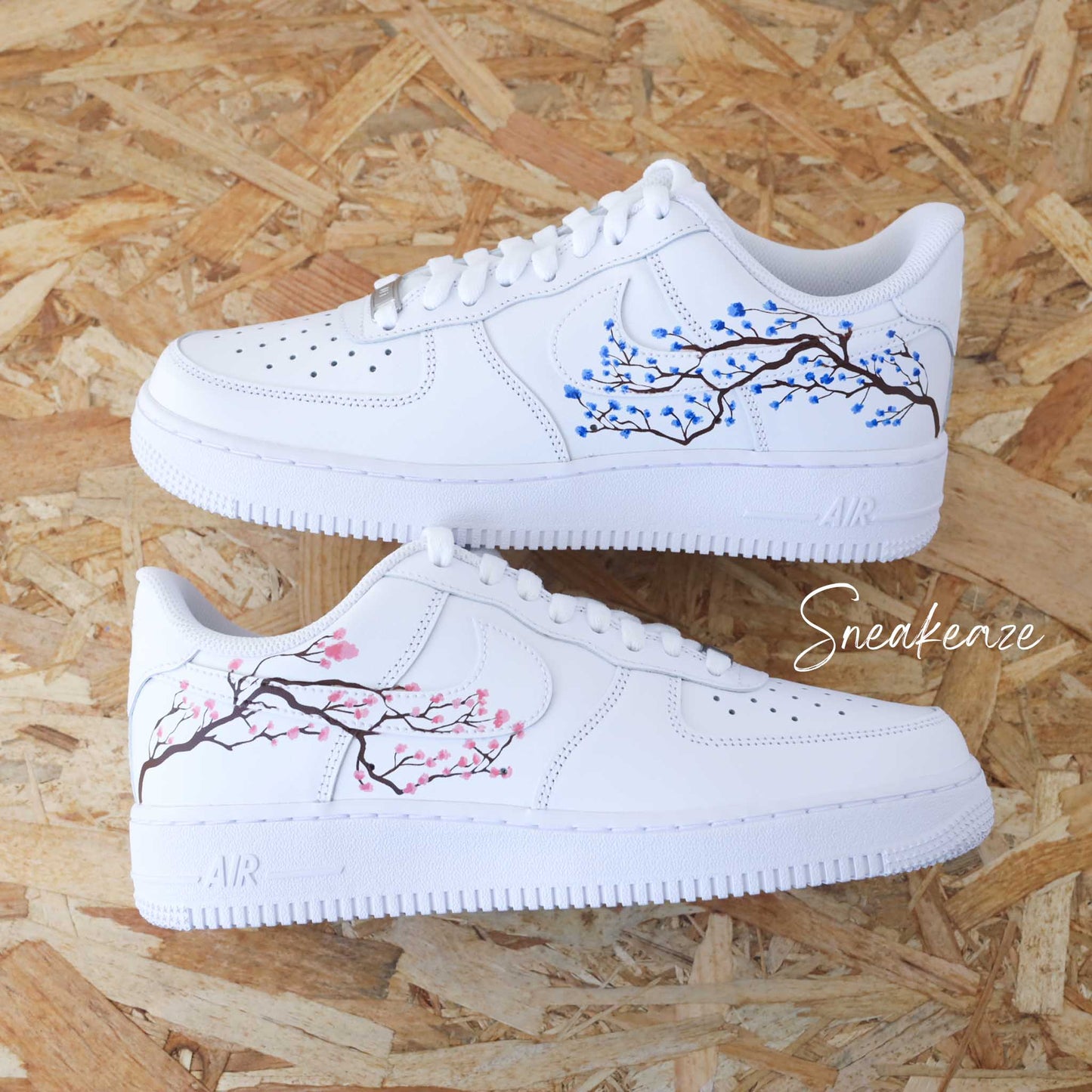 nike personnalisées à la main air force 1 custom sakura cherry blossom pastel sneakers af1 sneakeaze
