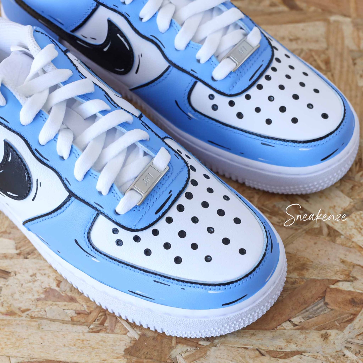 nike air force 1 cutom sketch ocean blue cartoon art dessin sneakers af1
