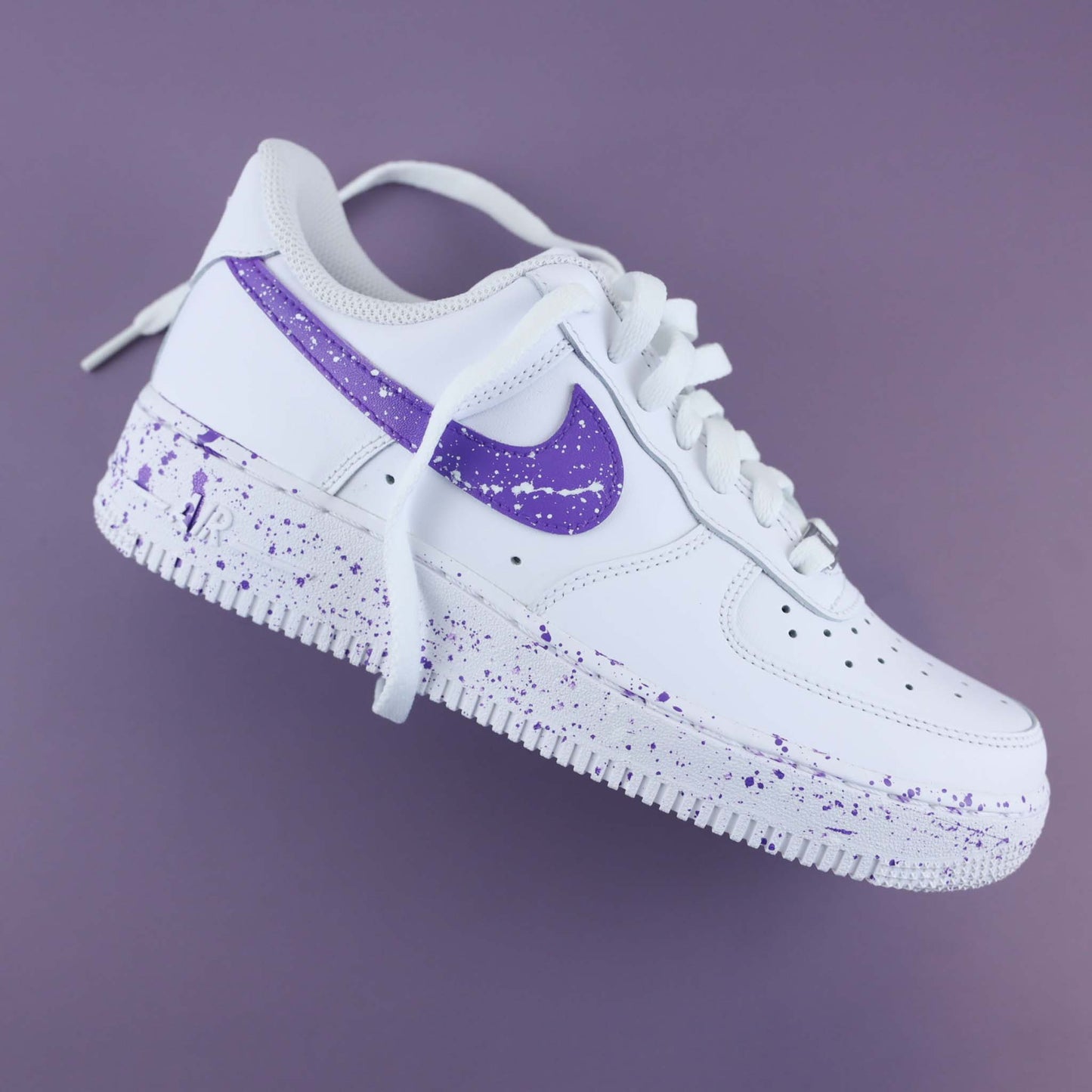 Air Force 1 custom - Splash blanc et violet - SNEAKEAZE CUSTOMS sneakers af1