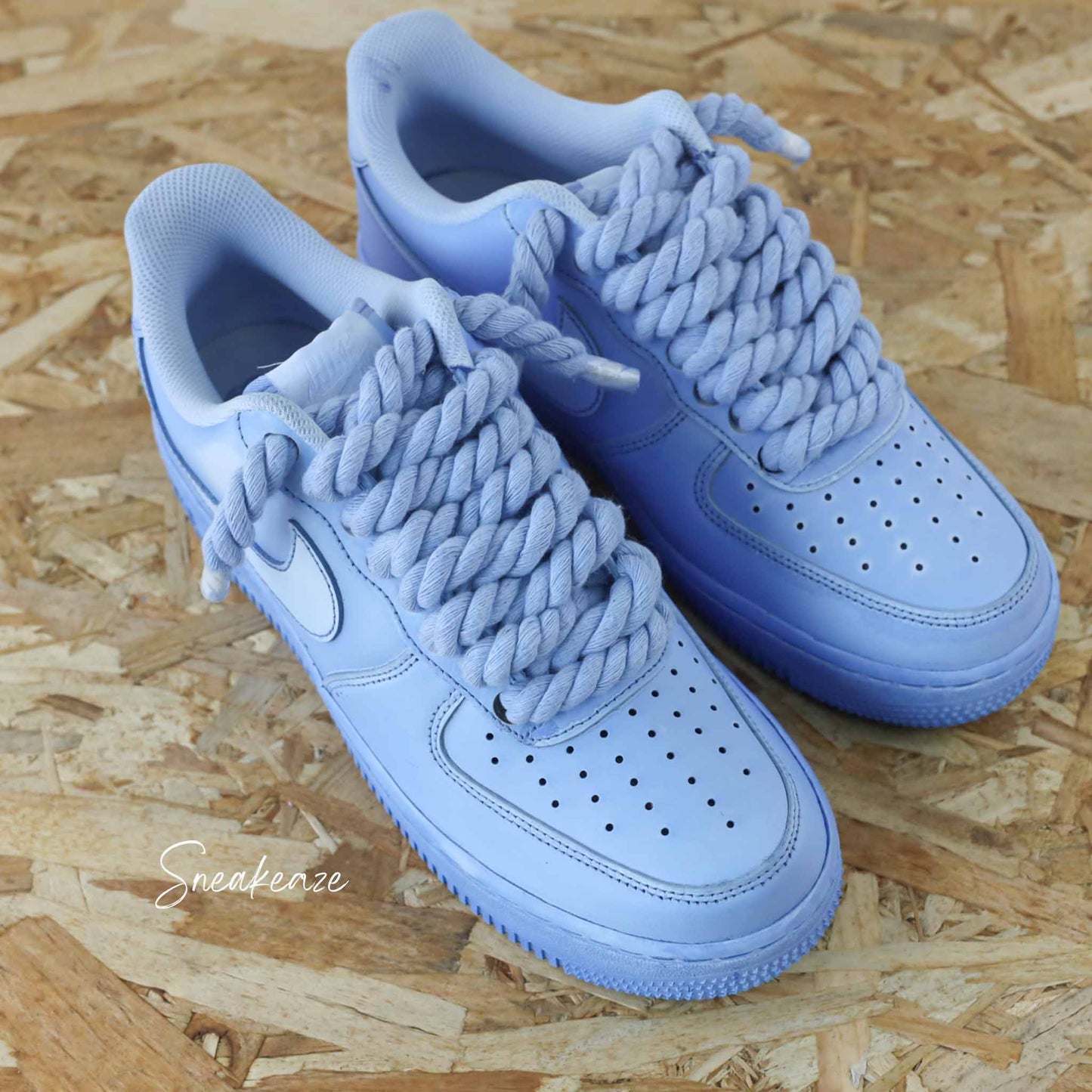 Lacets Corde Rope Laces - Nike Air Force 1 Custom gros lacets full unc blue | sneakeaze baskets personnalisées pour homme sneakers bleu