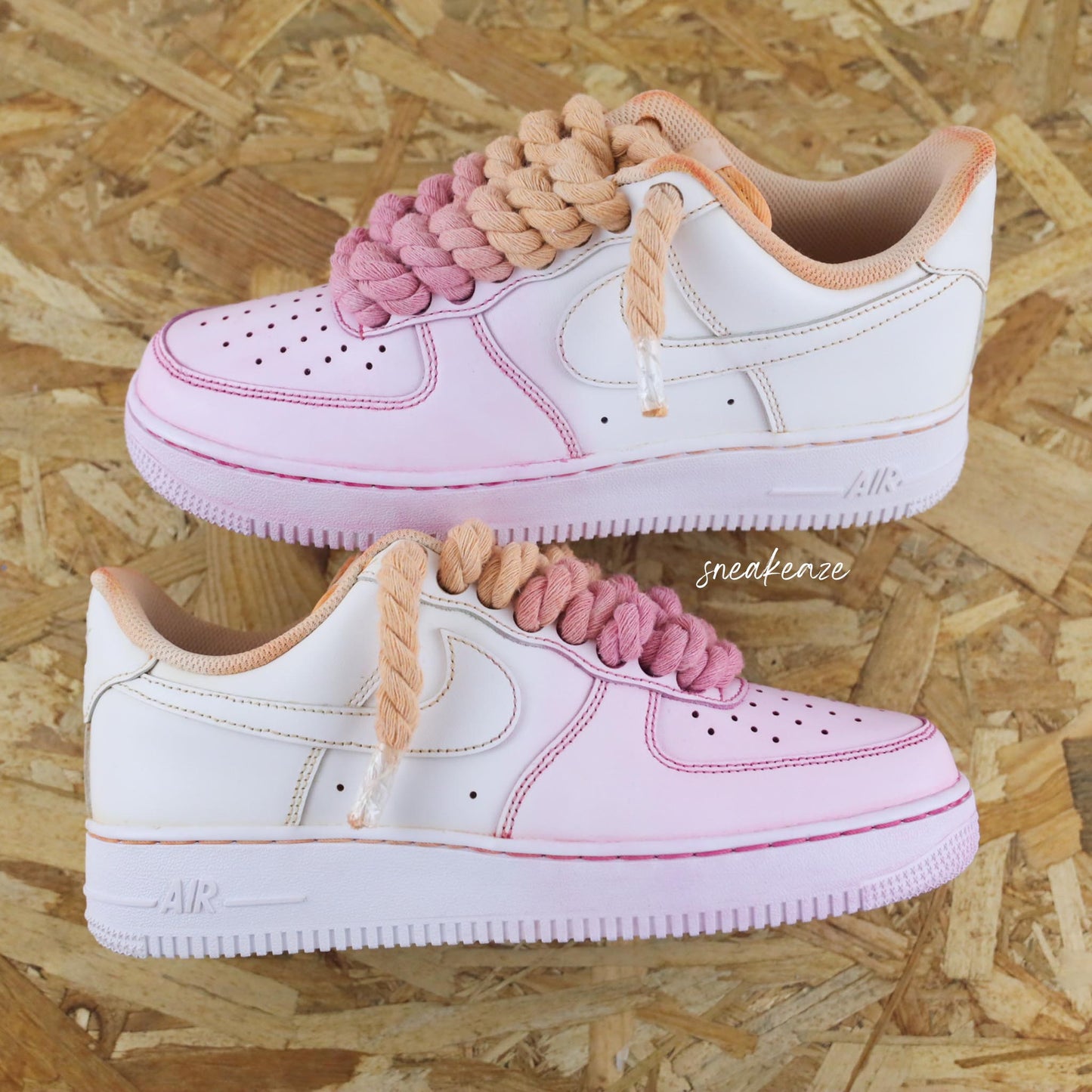 baskets nike air force 1 custom rope laces tie dye sneakeaze customs skz