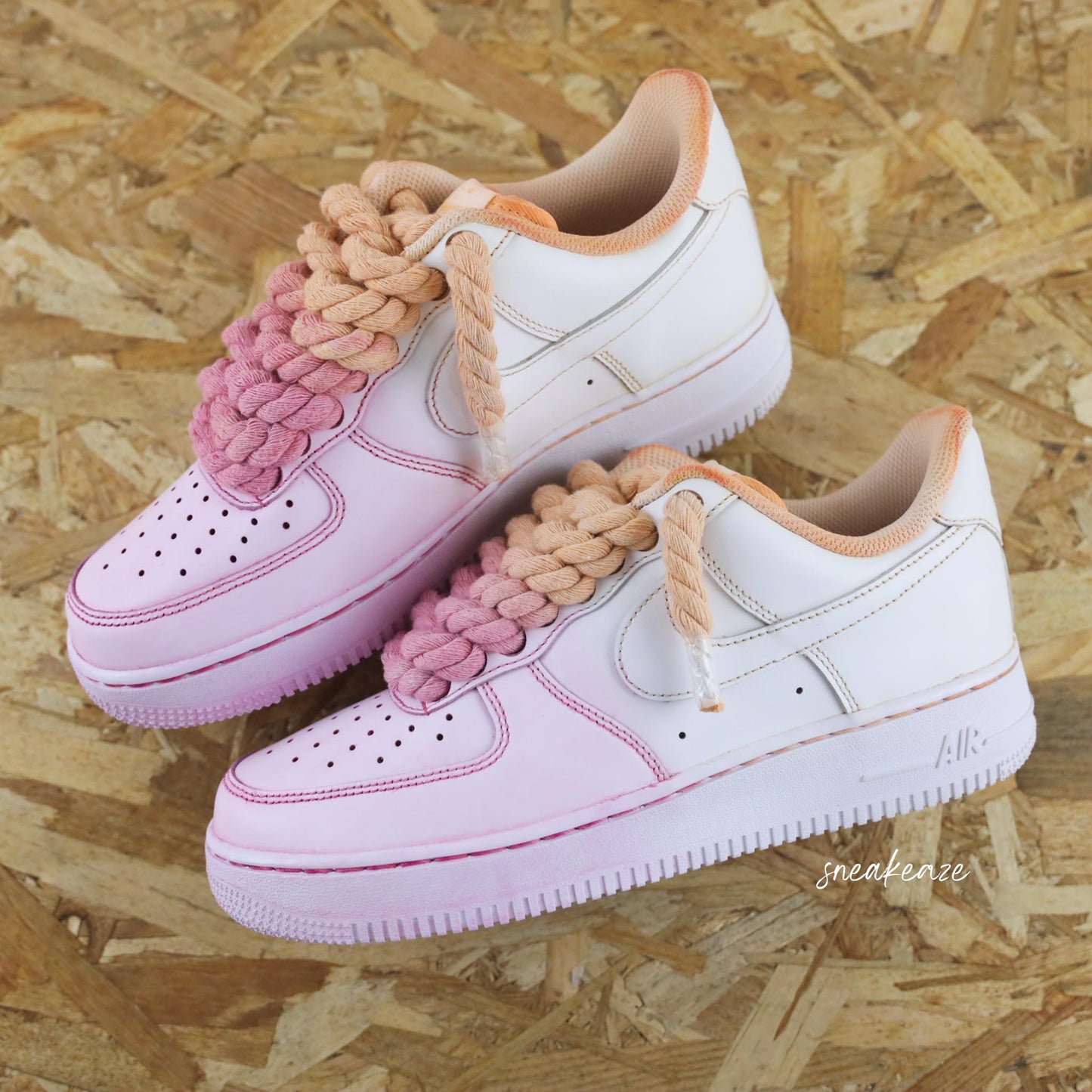 baskets nike air force 1 custom rope laces tie dye sneakeaze customs skz