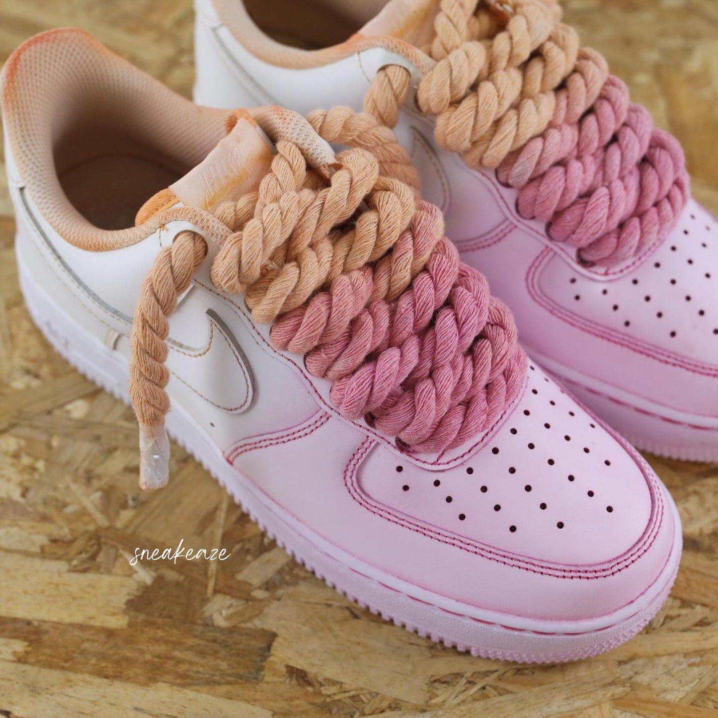 baskets nike air force 1 custom rope laces tie dye sneakeaze customs skz