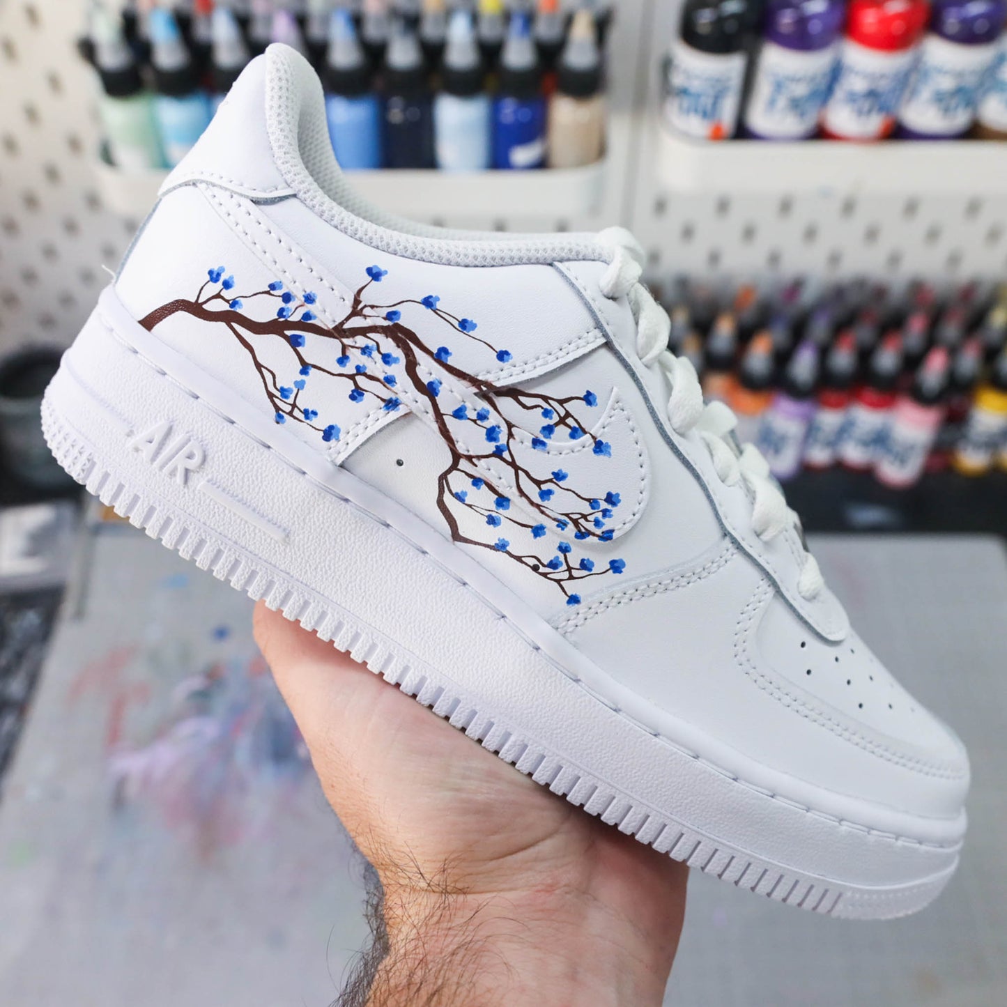 nike personnalisées à la main air force 1 custom sakura cherry blossom pastel sneakers af1 sneakeaze