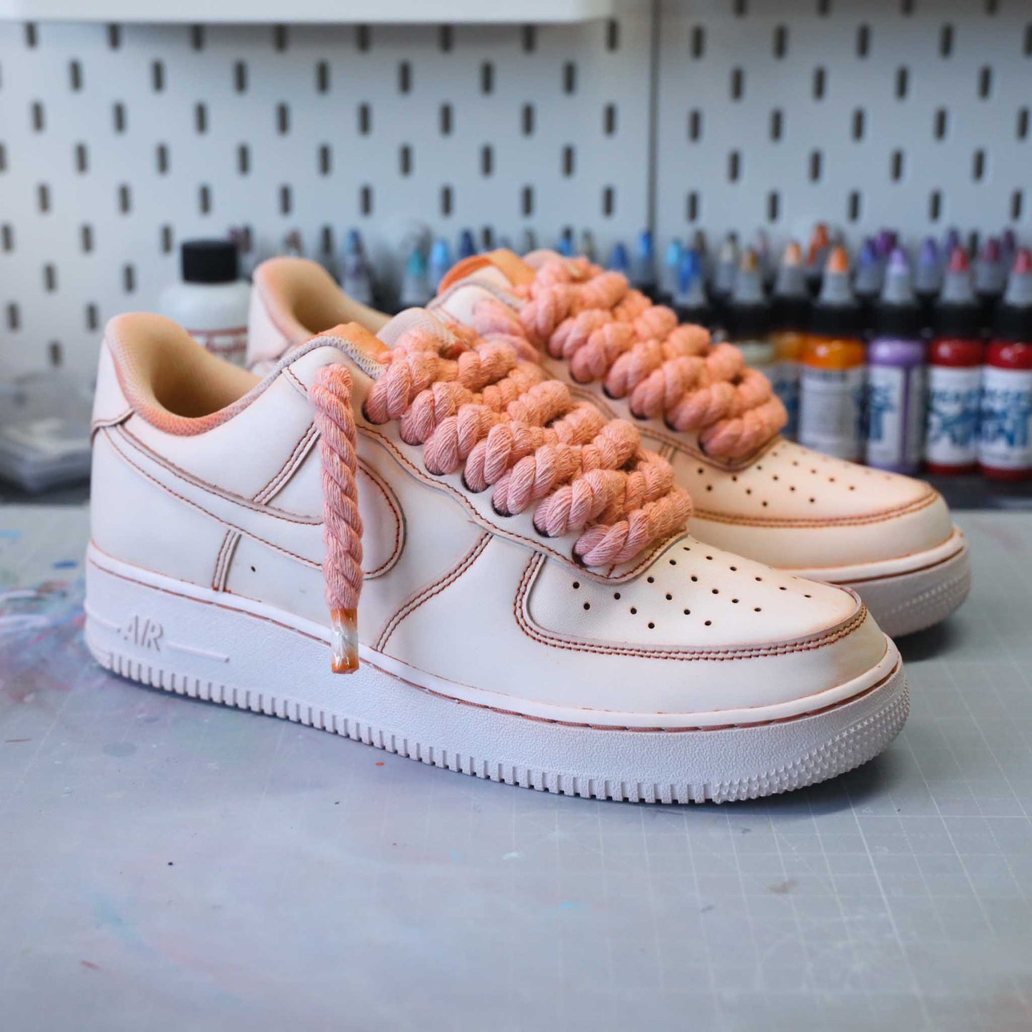Lacets Corde Rope Laces - Nike Air Force 1 Custom gros lacets full tangerine | sneakeaze baskets personnalisées pour homme sneakers orange