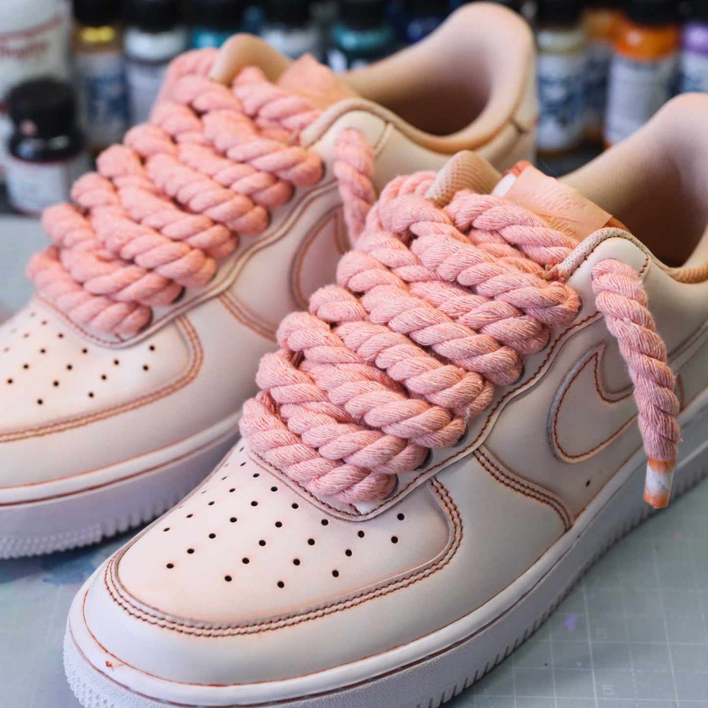 Lacets Corde Rope Laces - Nike Air Force 1 Custom gros lacets full tangerine | sneakeaze baskets personnalisées pour homme sneakers orange