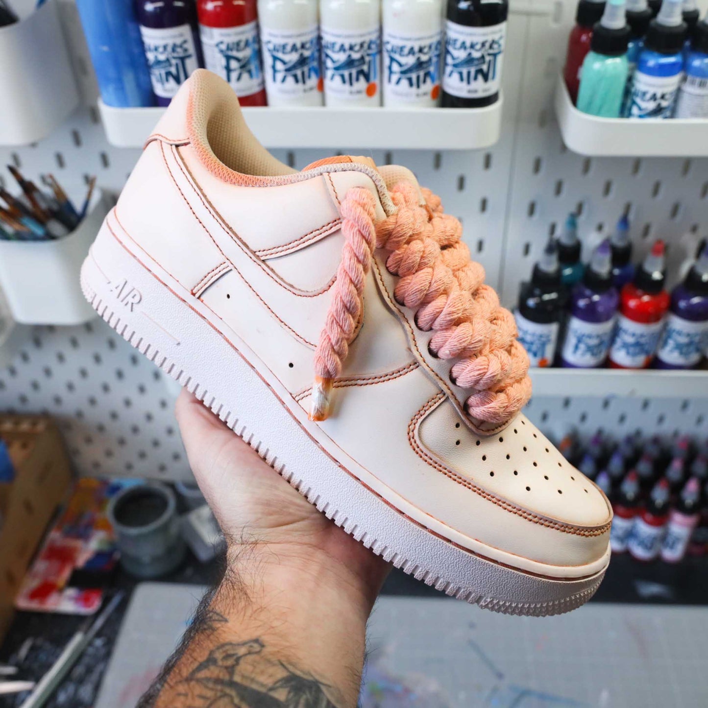 Lacets Corde Rope Laces - Nike Air Force 1 Custom gros lacets full tangerine | sneakeaze baskets personnalisées pour homme sneakers orange
