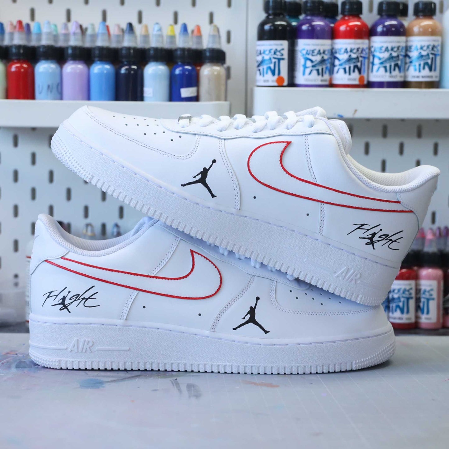 Baskets Nike air force 1 custom michael Jordan basketball 23 sneakeaze customs skz