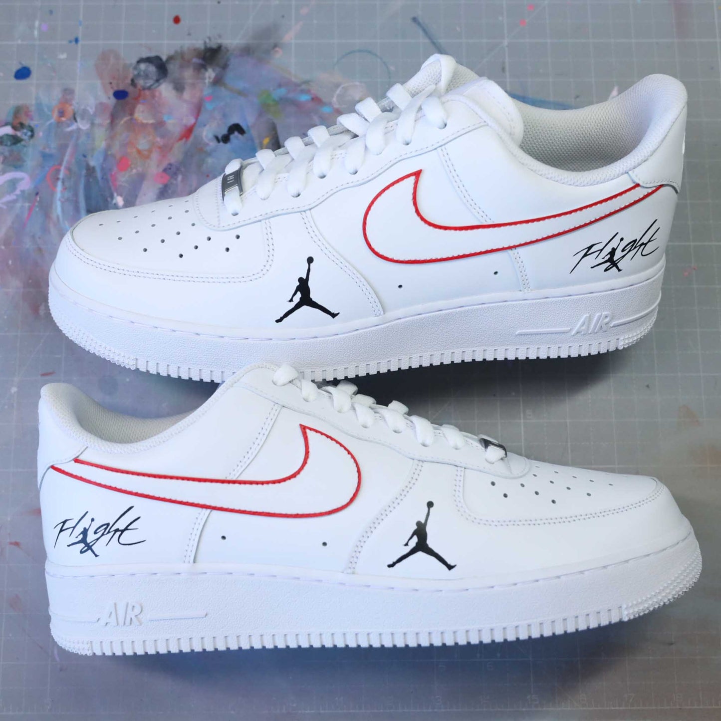 Baskets Nike air force 1 custom michael Jordan basketball 23 sneakeaze customs skz