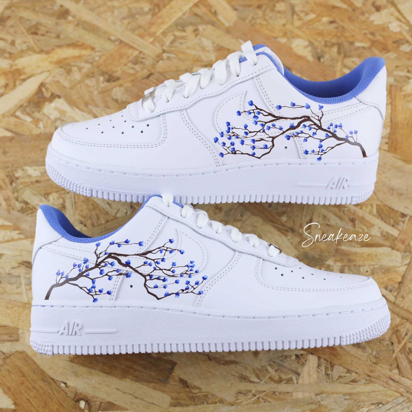 baskets nike air force 1 custom sakura cherry blossom couleur peint à la main fleur de cerisier japonais sneakers af1 sneakeaze