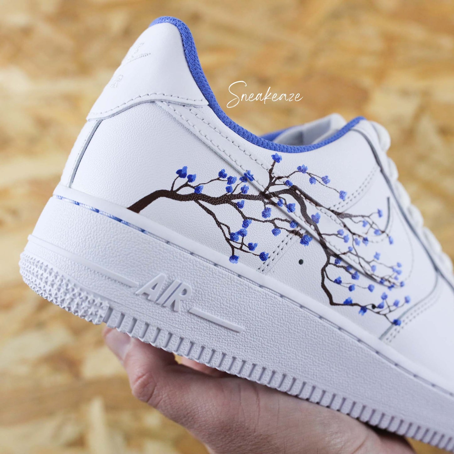 baskets nike air force 1 custom sakura cherry blossom couleur peint à la main fleur de cerisier japonais sneakers af1 sneakeaze
