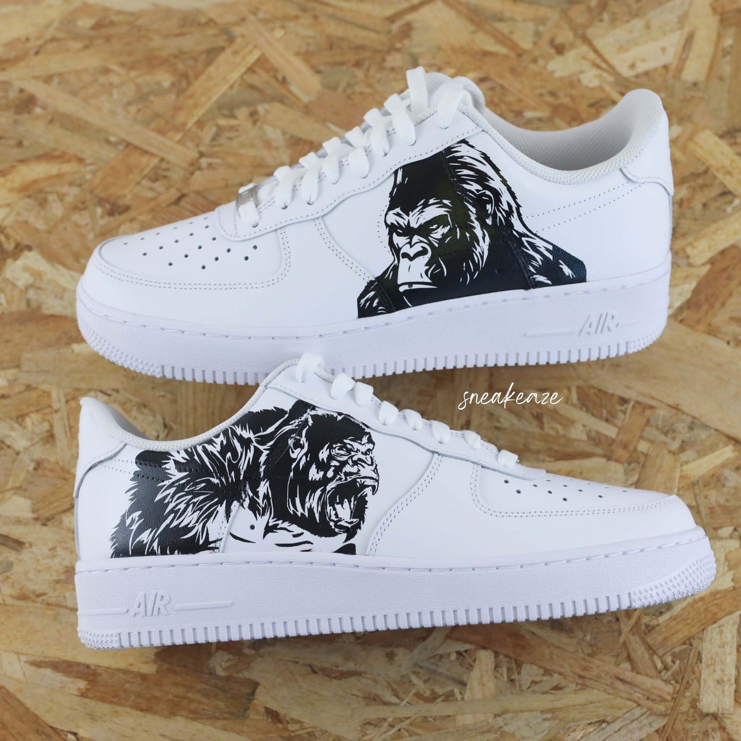 nike air force 1 custom gorilles king kong la planète des singes sneakers femme enfant AF1 personnalisé basket peint à la main