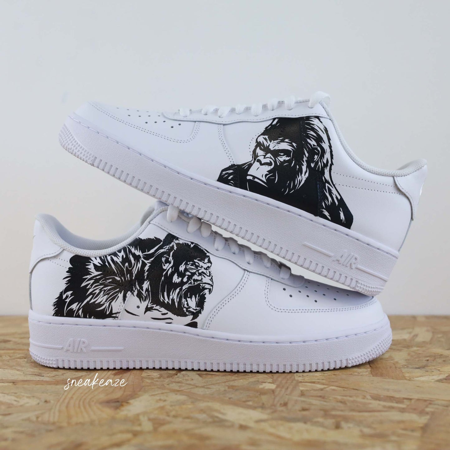 nike air force 1 custom gorilles king kong la planète des singes sneakers femme enfant AF1 personnalisé basket peint à la main
