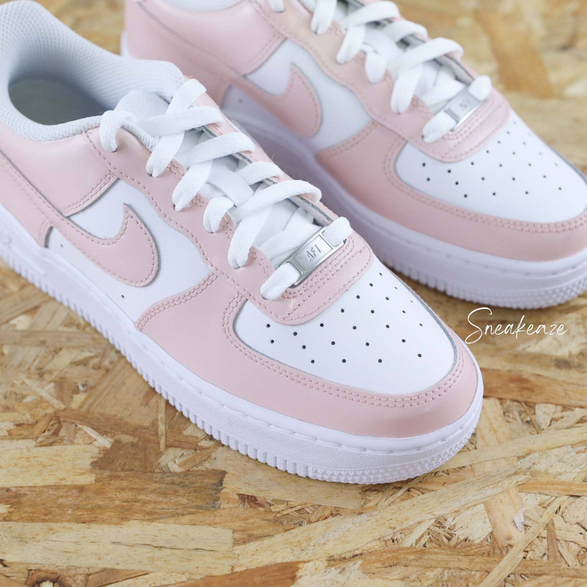 nike air force 1 custom rose pastel baskets custom femme enfants nike rose af1 pastel sneakers nike personnalisable