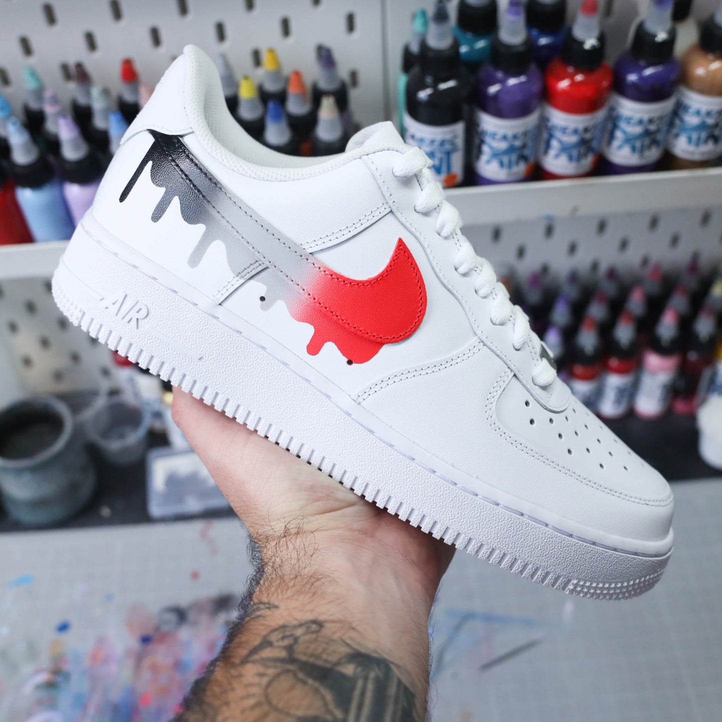 Baskets Nike Air Force 1 custom drip dégradé - Sneakeaze Customs SKZ