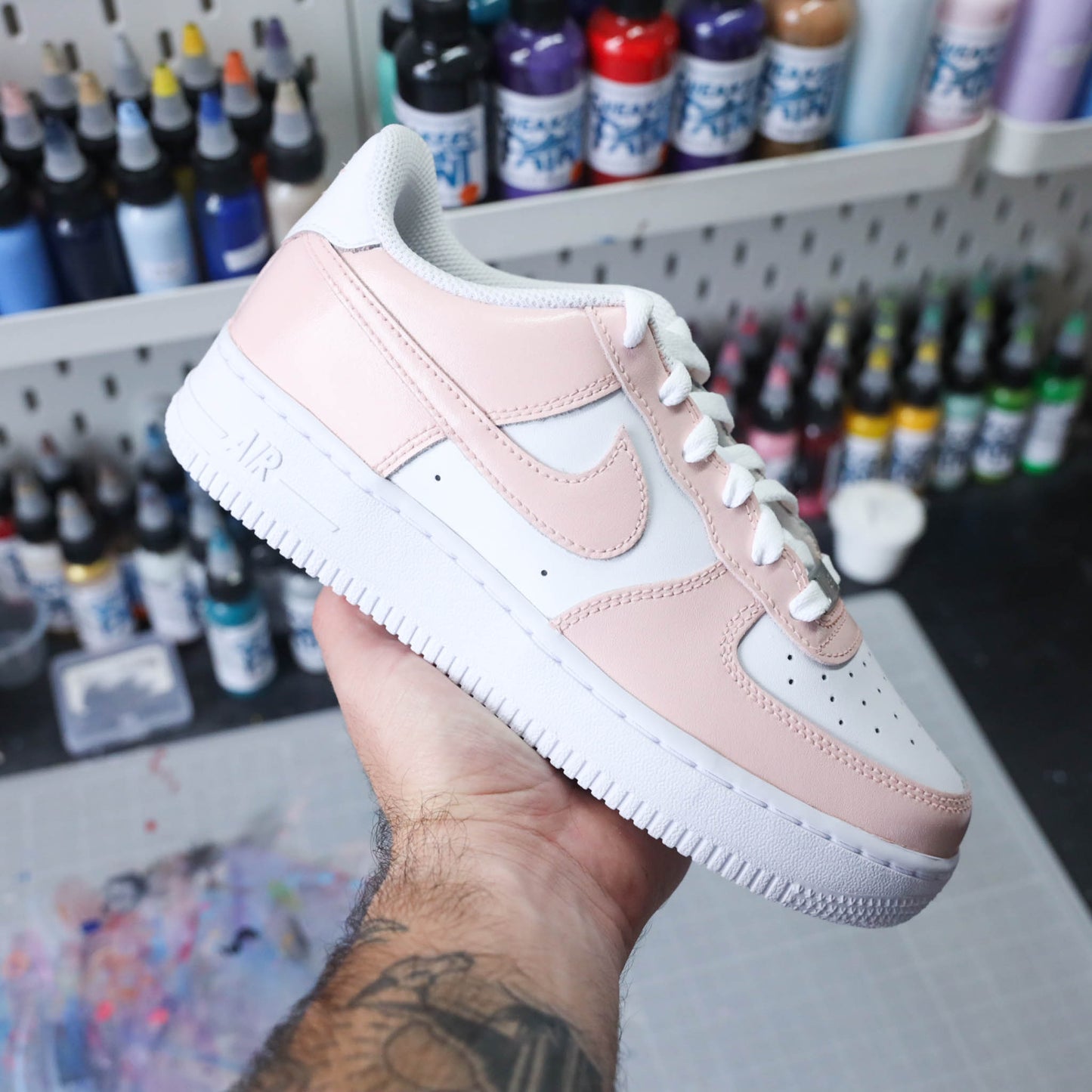 nike air force 1 custom rose pastel baskets custom femme enfants nike rose af1 pastel sneakers nike personnalisable