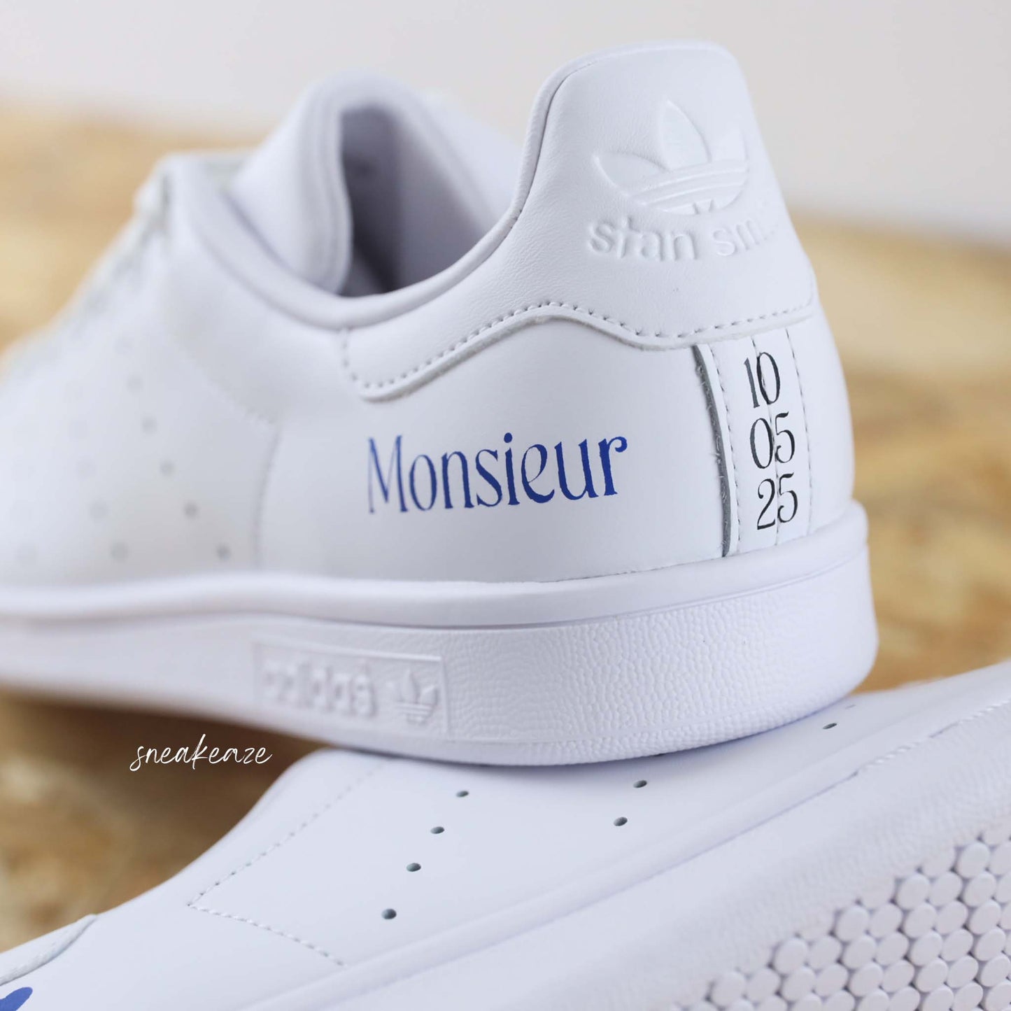 baskets Adidas stan smith mariage personnalisées - wedding day personnalisation prénoms des futurs mariés et initiales sur le thème de l'amour - sneakeaze customs skz